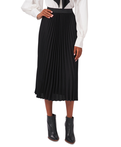 Shop Cece Women's Elastic Waist Pleated Pull-on Midi Skirt In Rich Black