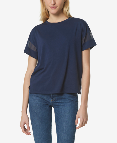 Shop Marc New York Women's Performance Short Sleeve Boxy With Mesh T-shirt In Midnight