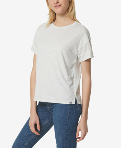 Shop Marc New York Women's Performance Short Sleeve Boxy With Mesh T-shirt In Optic Heather
