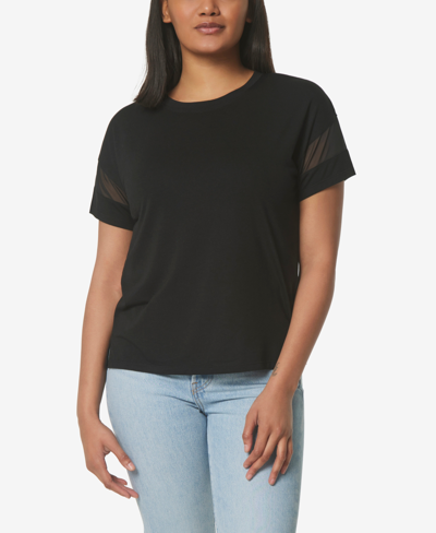 Shop Marc New York Women's Performance Short Sleeve Boxy With Mesh T-shirt In Black