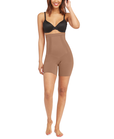 Shop Spanx Oncore High-waisted Mid-thigh Short In Cafe Au La