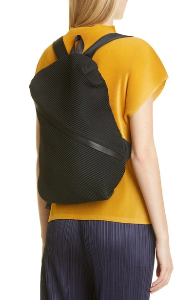 Shop Issey Miyake Bias Pleated Backpack In Black