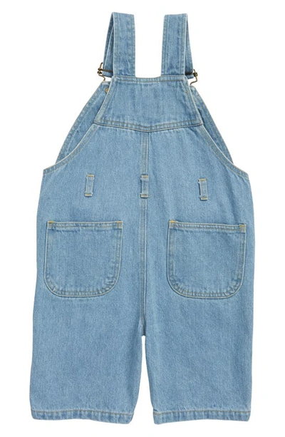 Shop Dotty Dungarees Kids' Stonewash Stretch Cotton Denim Shortalls In Blue