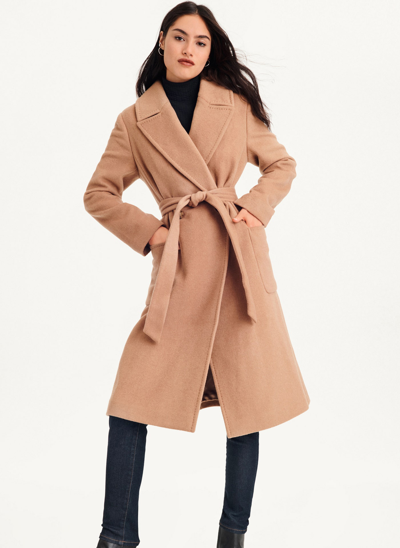 Women's Camel Wool Wrap Coat