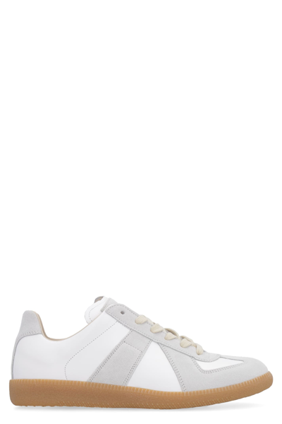 Shop Maison Margiela Replica Leather Sneakers In White