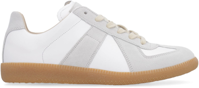 Shop Maison Margiela Replica Leather Sneakers In White