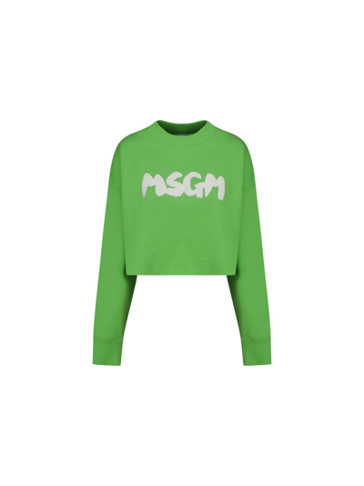 Shop Msgm Sweatshirt In Light Green