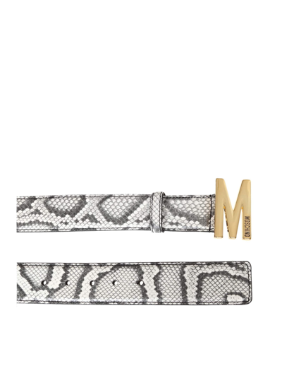 Shop Moschino Belt In Python Print Leather In White