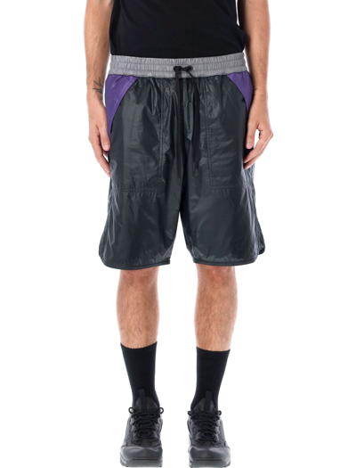 Shop Moncler Nylon Shorts In Grey Violet