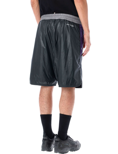Shop Moncler Nylon Shorts In Grey Violet