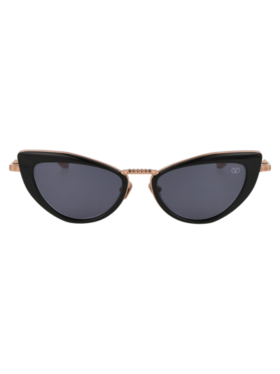 Shop Valentino Viii Sunglasses In Rose Gold W/ Dark Grey