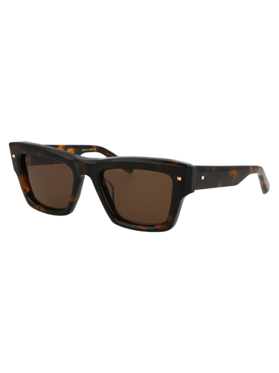 Valentino Garavani Brown Tortoise Acetate Sunglasses In Black