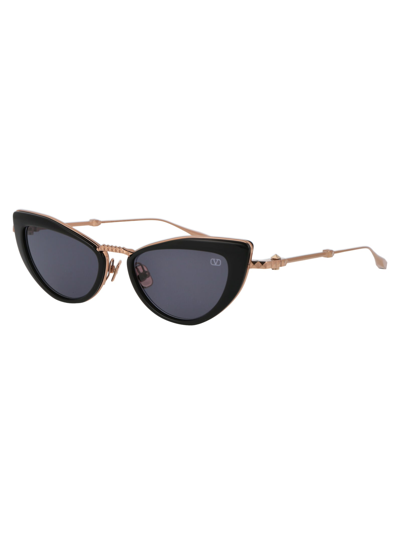 Shop Valentino Viii Sunglasses In Rose Gold W/ Dark Grey