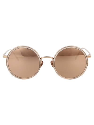 Shop Linda Farrow Watson Sunglasses In 007 Gold Gold Gold