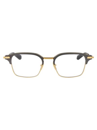 Shop Dita Typographer Glasses In 01 Black Iron - Yellow Gold W/ Clear