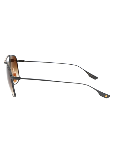 Shop Dita Alkamx Sunglasses In 03 Black Iron - White Gold W/ Dark Brown To Clear Gradient