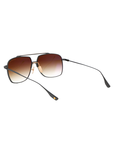 Shop Dita Alkamx Sunglasses In 03 Black Iron - White Gold W/ Dark Brown To Clear Gradient