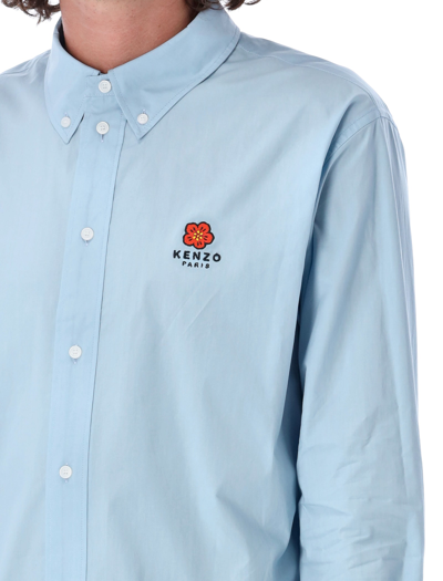 Shop Kenzo Boke Flower Crest Casual Shirt In Sky Blue