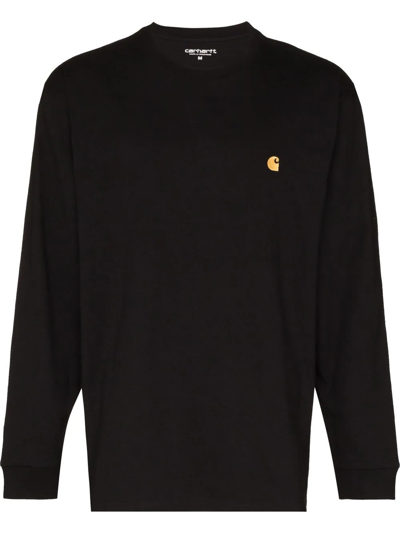 Shop Carhartt Chase Long-sleeved T-shirt In Black