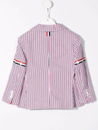 Shop Thom Browne Rwb Stripe Cotton Blazer In Red