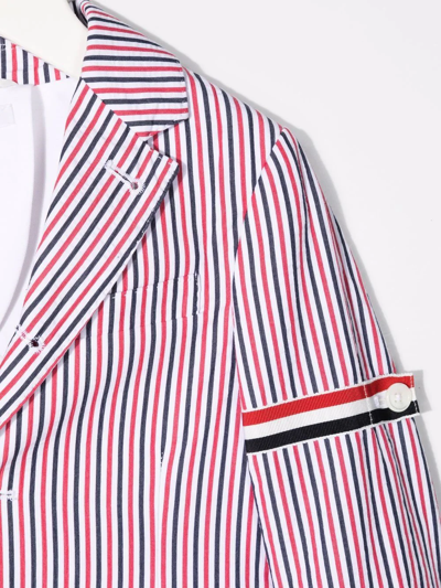 Shop Thom Browne Rwb Stripe Cotton Blazer In Red