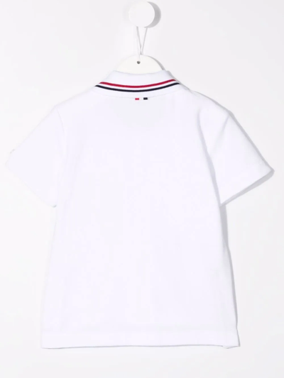 Shop Thom Browne Short Sleeve Cotton Polo Shirt In White