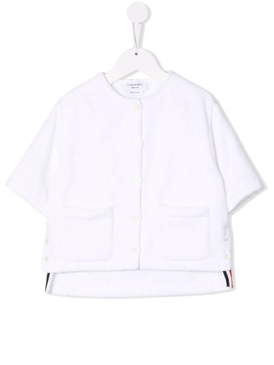 Shop Thom Browne Terry-cloth Short-sleeve Cotton Shirt In White