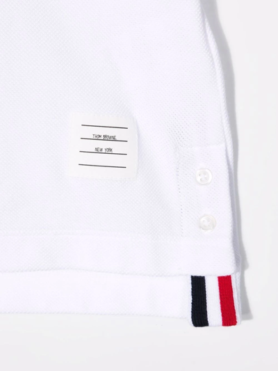 Shop Thom Browne Short Sleeve Cotton Polo Shirt In White