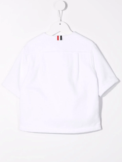 Shop Thom Browne Terry-cloth Short-sleeve Cotton Shirt In White