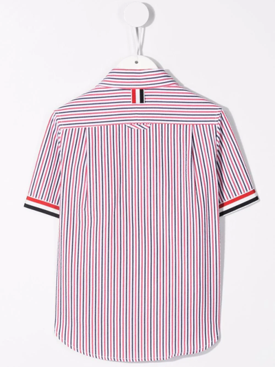 Shop Thom Browne Striped Short Sleeve Shirt In Red