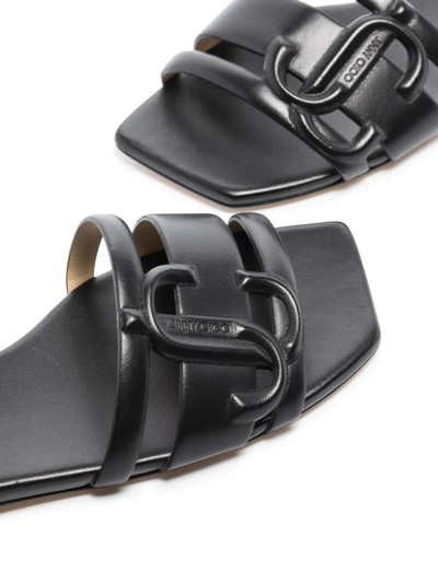 Jimmy Choo Black Laran Flat Slip-on Sandals In Black