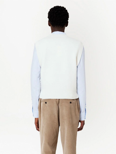 Ami Alexandre Mattiussi Intarsia Virgin Wool Sweater Vest In Off-white/red/154