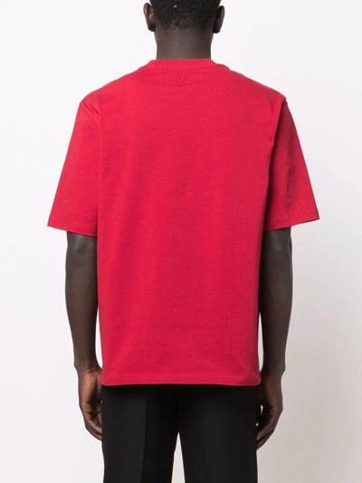 Shop Ami Alexandre Mattiussi Ami De Coeur Organic-cotton T-shirt In Red