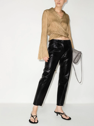 Shop Stella Mccartney Straight-leg Faux-leather Trousers In Black