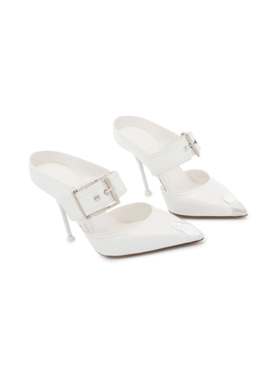Shop Alexander Mcqueen Punk 105mm Mule Sandals In White