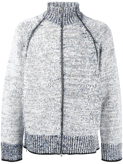 3.1 Phillip Lim Men's Marled Full-zip Cardigan Sweater In White