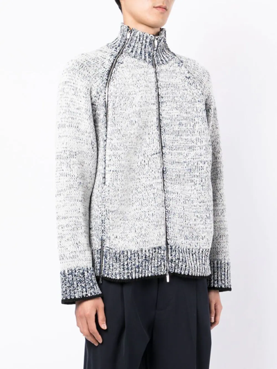 3.1 Phillip Lim Men's Marled Full-zip Cardigan Sweater In White