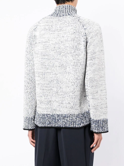 3.1 Phillip Lim Men's Marled Full-zip Cardigan Sweater In White