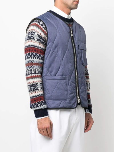 Shop Mackintosh General Quilted Gilet In Grey