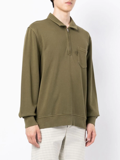 Shop Ymc You Must Create Sugden Quarter-zip Sweatshirt In Green