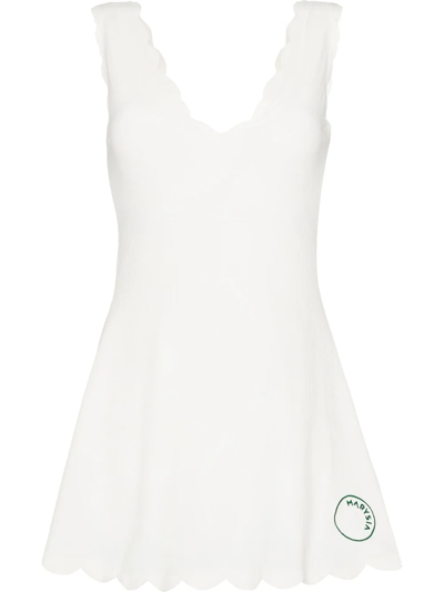 Shop Marysia Venus Scalloped-edge Dress In White