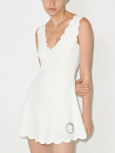 Shop Marysia Venus Scalloped-edge Dress In White