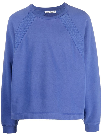 Shop Acne Studios Logo-trim Sweatshirt In Blue
