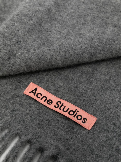 Shop Acne Studios Fringed Wool Scarf In Grey