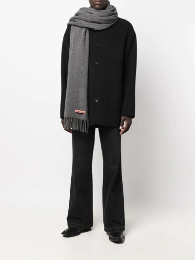 Acne Studios Melange Fringe-trim Wool Scarf In Grey
