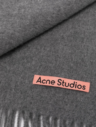 Shop Acne Studios Fringed Wool Scarf In Grey