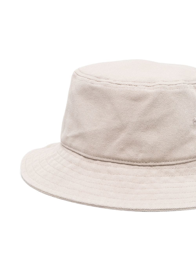 Shop Acne Studios Logo-patch Cotton Bucket Hat In Neutrals