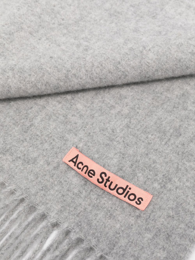 Shop Acne Studios Fringed Wool Scarf In Grey