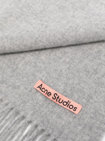 Acne Studios Fringed Wool Scarf In Grey