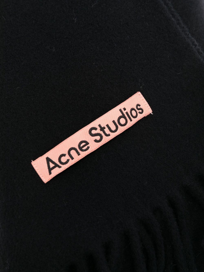 Shop Acne Studios Fringed Wool Scarf In Black